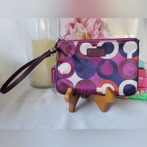 Coach Optic C Purple & Pink Wristlet